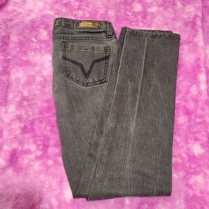 Volcom Women's Size‎ 7 Skinny Jeans Washed Black Charcoal Denim Mid Rise